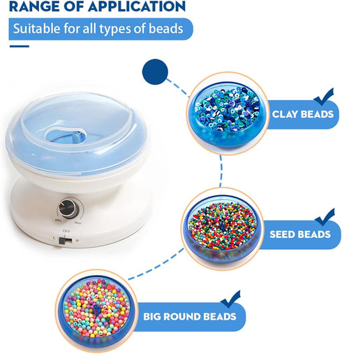 Hobbyworker Electric Clay Bead Spinner Kit with 3pcs Bead Trays 2pcs Bead Spinner Needles, 1000pcs Clay Beads and 1300pcs Seed Beads 8m Elastic Co...