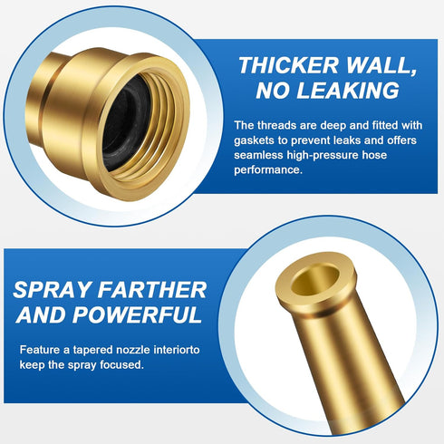 3/4 GHT Brass Garden Water Hose Spray Nozzle, 6 Inch High Pressure Water Hose Jet Nozzle Sprayer Sweeper for Cleaning Clutter, Roads, Yard, Vehicl...