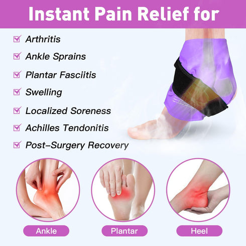 Ankle Ice Pack Wrap, Reusable Gel Ice Pack for Foot Ankle Heel, Cold Compress Therapy for Pain Relief, Injuries, Achilles Tendonitis, Plantar Fasc...