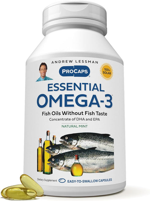 ANDREW LESSMAN Essential Omega-3 Mint - 60 Softgels - Ultra-Pure, High Potency Omega-3 Oils. High DHA, No Stomach Upset, No Contaminants, No Mercu...