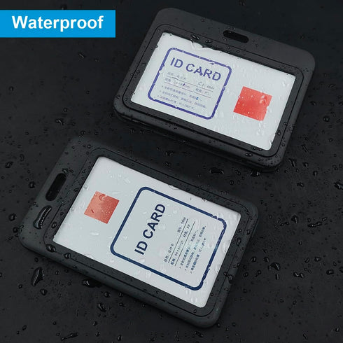 DaKuan 6 PCS ID Badge Holder, Double-Sided Transparent Vertical & Horizontal ID Card Holders, Hard Black Plastic Case Waterproof Card Holder for O...