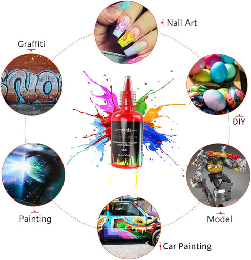 imyyds Airbrush Paint, 6 Color Acrylic Airbrush Paint Set, Water Based Read-to-Spray Air Brush Painting Set, Airbrush Spray Paint Kit for Papers, ...