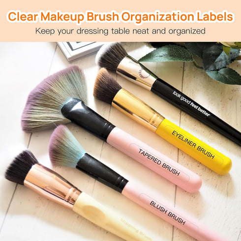 210 PCS Makeup Brush Label Stickers,Waterproof Brush Name Labels,Self-adhesive Foundation Brushes Labels for Beauty Salon and Personal Use(Clear,1...
