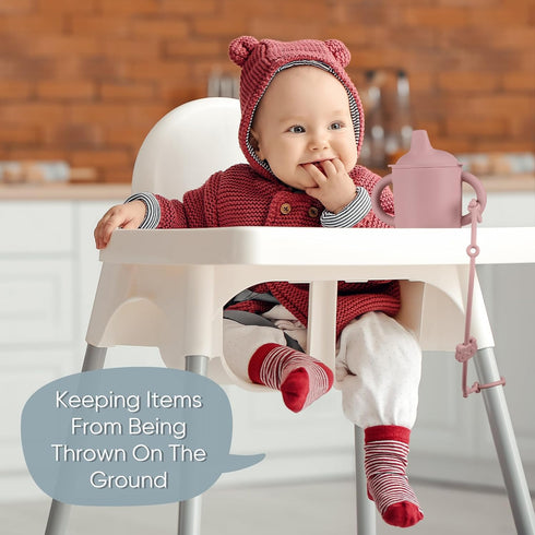 Toy Safety Straps, Kalovin Silicone Adjustable Baby Pacifier Teether Straps, 4 Pack Toy Straps for Strollers, High Chair, Shopping Cart (Light Gra...