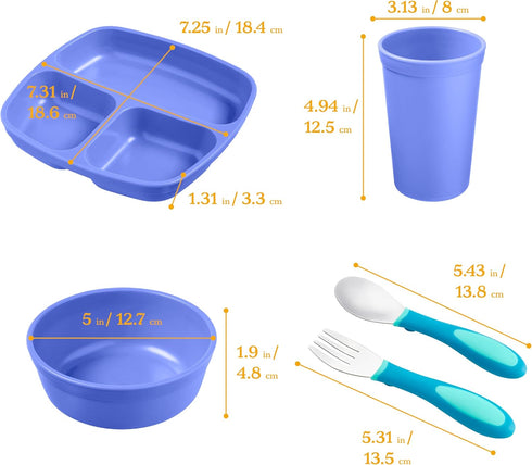 ECR4Kids My First Meal Pal Combo Set, Children's Tableware, Blue, 15-Piece...