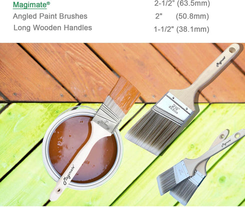 Paint Brushes Set, Sash Brushes, Soft Tapered Filament, Wood Stain Brushes for Walls, Cabinets and Fences Pack of 5...
