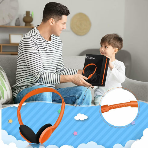 1 Pack Kids Headphones, School Headphones with 3.5mm Jack for Students Teen and Adults, Orange...
