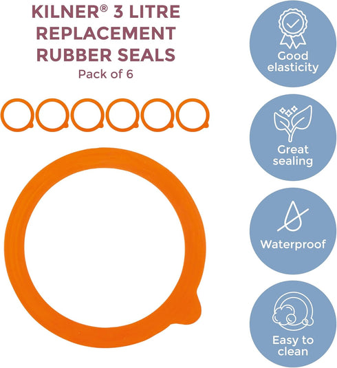 Kilner Replacement Rubber Seals for 102-Fluid Ounce Jars, 4-1/4-Inches, Pack of 6...