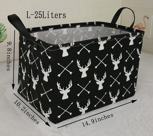 KUNRO Rectangle Toy Bin Waterproof storage organizer for Nursery Hamper Home decor Closet Kids Bedroom Laundry Baby Gift Shelf Baskets(Deer)...