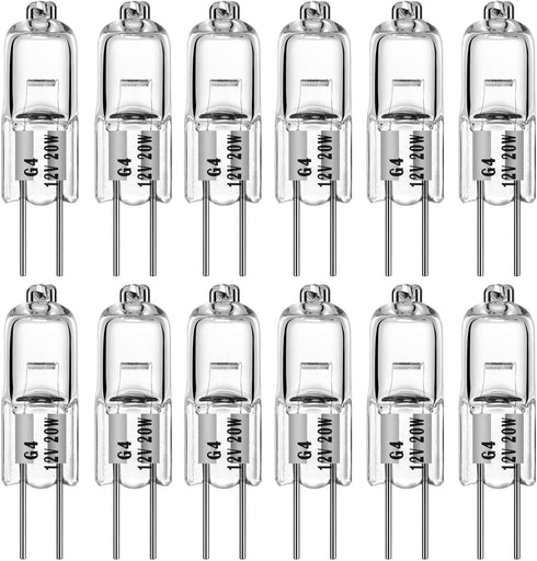 G4 Halogen T3 20 Watt 280lm G4 Bi-Pin Bulb AC/DC12 Volt for Under Cabinet Puck Light, Chandeliers, Track Lighting,20W 12V Warm White 2700K (12 Pac...