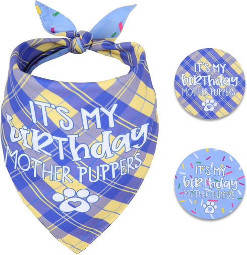 Dog Birthday Bandana Small Reversible Multi Size Offered for Dog Birthday Boy, Dog Birthday Party Supplies for XSmall to Medium Pets cats...