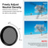 PULUZ 52mm UV?ND2-400 Lens Filter Adjustable Neutral Density Filter for GoPro Hero11 / Hero11 Black Mini / HERO10 / HERO9 with Adapter Ring and Le...