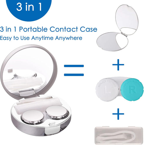 2 Pack Contact Lens Case, Leak-Proof Contact Case Travel with Cleaner Washer Holder Tweezers, Remover Tool Solution Bottle for Outdoor Daily Use(S...