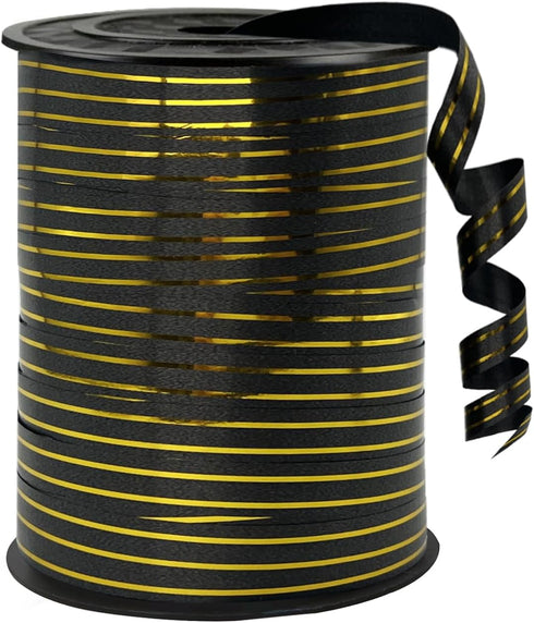 Black Gold Rimmed Balloon Curling Ribbons?219 Yard Ribbon for Balloons? Balloon String?Curling Ribbon for Craft?for Balloon String ?Wedding, Flori...