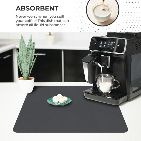 Super Absorbent Dish Drying Mat – Coffee Mat for Countertops – Non-Slip Drying Mat for Kitchen Counter – Easy to Clean Water Absorbent Mat (CLASSI...