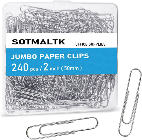 Jumbo Paper Clips, 240pcs 2 Inch Large Silver Paper Clip, Big PaperClips for Paperwork Office School and Personal Use...