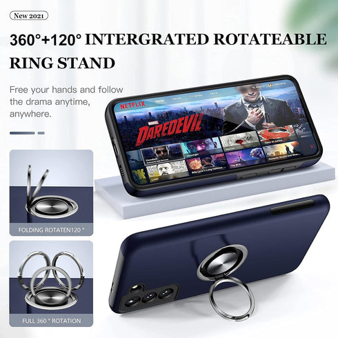JAME Designed for Samsung Galaxy S21 Case (Not for S21 Plus & S21 Ultra), Slim Tough Rugged Shockproof Protective Case with Metal Ring Kickstand f...