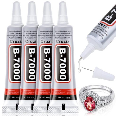 B-7000 Glue Clear for Rhinestone Crafts, Jewelry and Bead Adhesive B7000 Semi Fluid High Viscosity Glues for Clothes Shoes Fabric Cell Phones Scre...