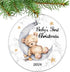 Baby's First Christmas 2025 Boy Bear on The Moon Baby Ornament Christmas Wedding Decoration Baby Ornament Newlywed 2025 (Yellow and White Baby Bea...
