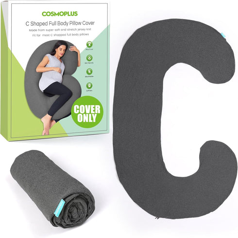 ?????????????????? ???????????? ?????????? COSMOPLUS C Shaped Full Body Pillow Case ?????????? for Maternity,Stretchy Cool Breathable Jersey Fabri...