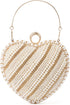 Oweisong Heart Pearl Clutch Purses for Women Cocktail Bride Evening Bag Vintage Wedding Tote Handbag with Chain...