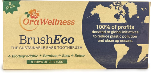 Bamboo Toothbrush, Sustainable BrushEco with 3 Rows, Biodegradable Wooden Toothbrush for Healthy Mouth, Gums & Teeth, Reducing Gum Disease, BPA Fr...