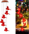 Solar Red Bird Wind Chimes, Color Changing Solar Powered Red Cardinal Bird Wind Chime Wind Moblie LED Light, Mobile Hanging Wind Chimes Portable O...