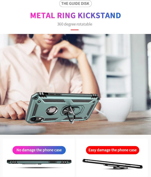 SunStory Compatible with iPhone XR Case with HD Screen Protector, Phone Case with Magnetic Ring Kickstand for iPhone XR 2018,Green...