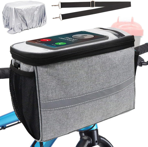 Large Bike Handlebar Bag, Bike Basket Front with Bike Phone Mount, Bike Cooler Scooter Road Mountain Bicycle Basket Cycling Accessories for Girl B...