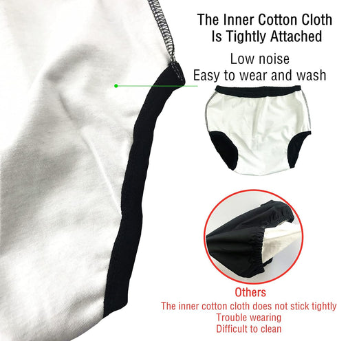 Adult Diaper Cover for Incontinence, Cloth Active Latex Leak Proof Pants, Noiseless Reusable Washable Pull Up Plastic Pants (Black, 2XL)...