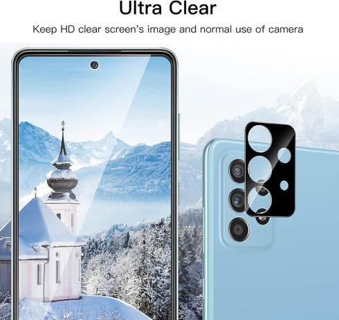 JETech Screen Protector for Samsung Galaxy A52 / A52 5G / A52s 5G with Camera Lens Protector, Tempered Glass Film, HD Clear, 2-Pack Each...