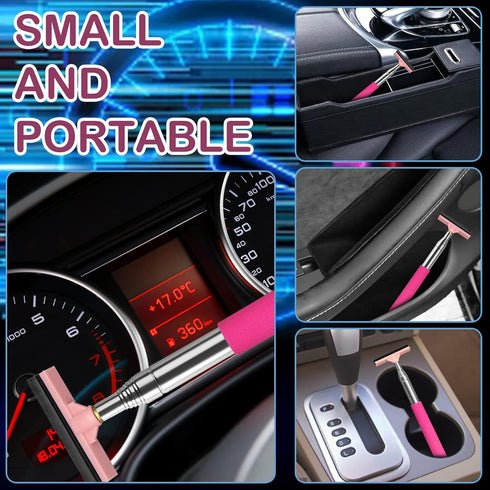 Car Rearview Mirror Wiper, Retractable Window Squeegee, Small Auto Squeegee Cleaner Water Side Mirror Wiper with Telescopic Long Handle, Snow Brus...