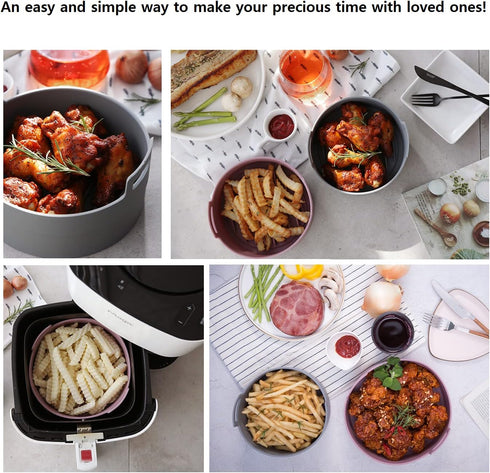 jNE Premium Air Fryer Silicone Pot, Bowl, Basket | Food Safe Air Fryers Oven Accessories | Easy to Clean | Replacement of Parchment Liners | 6.3 i...
