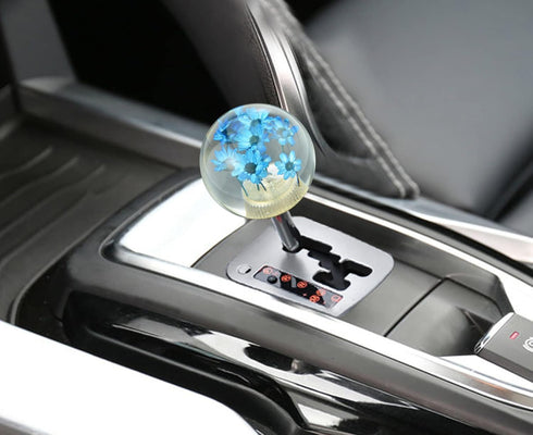 Arenbel Flower Crystal Ball Shape Gear Lever Shifter Grip Knobs Round Car Shift Stick Handle Fit Most Manual Auto Transmissions, Blue...