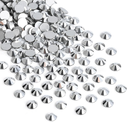 Jollin Glue Fix Flatback Rhinestones Glass Diamantes Gems for Nail Art Crafts Decorations Clothes Shoes 6.4mm (ss30 288pcs, Silver)...