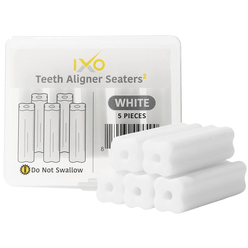 IXO Square-Shaped Aligner Seater Chewies for Invisalign Trays - 5-Pack, Unscented, Storage Case...
