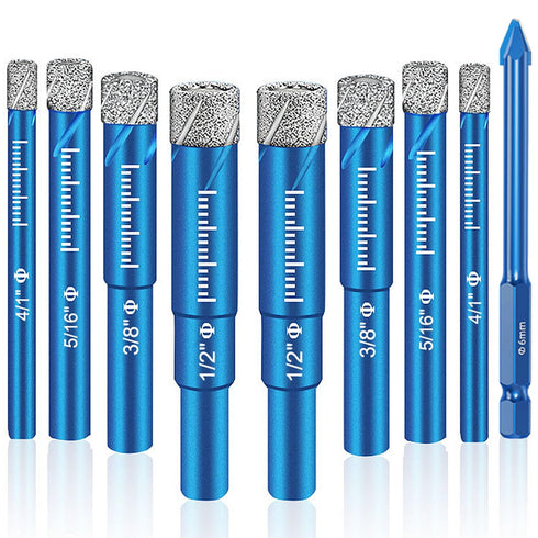 9 Pack Premium Diamond Drill Bit Set - Versatile Tools for Precise Drilling on Porcelain, Ceramic, Glass, Marble, and More...