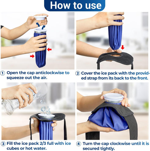 Ice Pack for Injuries Reusable: Ohuhu 3 Packs Ice Cold Packs with Wrap Ice Bag Hot Water Hot & Cold Therapy Pain Relief for Knee Leg Injury No-Lea...