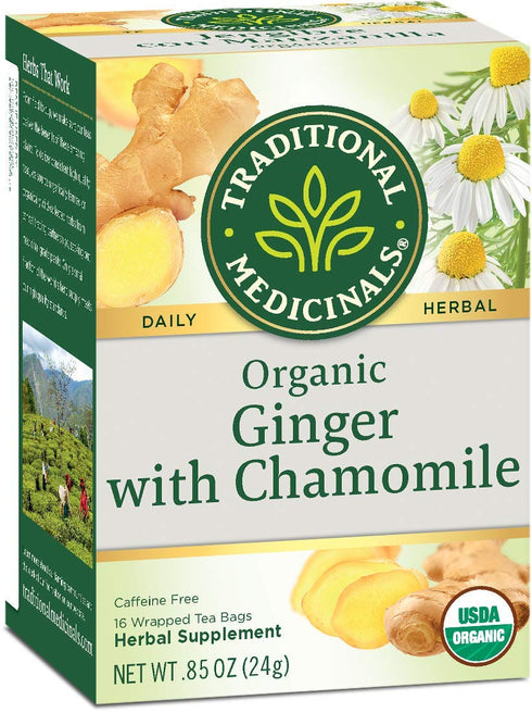 Traditional Medicinal Organic Ginger with Chamomile Tea - 16 Bags...