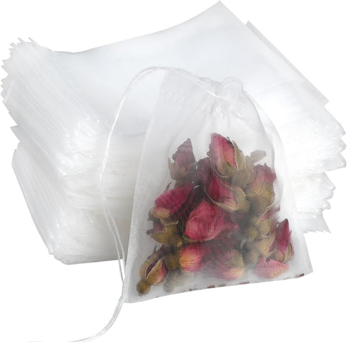 100 Pcs Loose Tea Bags Tea Filter Bags Disposable Tea Bags for Loose Leaf Tea Mesh Small Drawstring Empty Tea Bags for Coffee, Herbs, Spice Sachet...