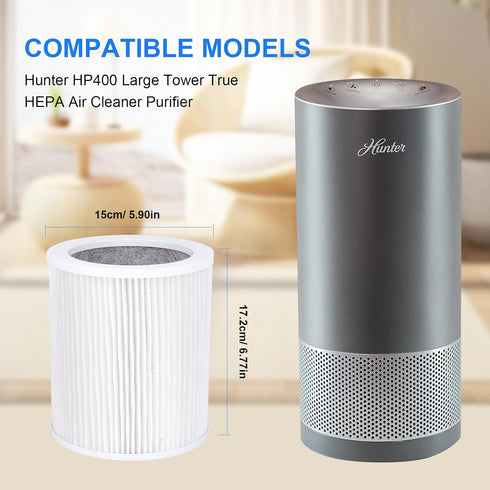 H-PF400 HEPA Filter Replacement Kit with H-PF400 Pre-Filter Compatible for Hunter HP400 Air Puri-fier Series, 1 HEPA Filter + 4 Pre-Filters...