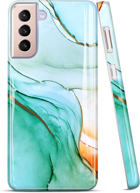 JIAXIUFEN Galaxy S21 Plus Case Gold Electroplated Glitter Marble Slim Shockproof TPU Soft Rubber Silicone Cover Phone Case for Samsung Galaxy S21+...