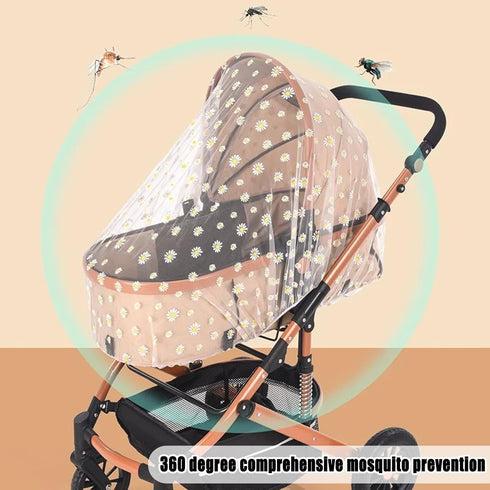 Mosquito Net for Stroller,Baby Pram Net Portable Daisy Print Stroller Netting Cover Perfect Bug Net for Strollers,Bassinets,Mini Crib,Cradles and ...