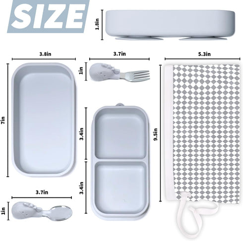 5PCS Travel Suction Plate for Baby, Portable Silicone Suction Plate to Go,Baby Divided Plate Feeding Set with Travel Bag for Toddler Baby Plate Di...