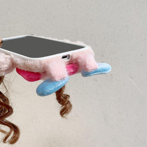 Ugly Phone Case for iPhone 14,DIY Hair Doll with Camera Protector Plush Weird Phone Case,Winter Warm Furry Shockproof Funny Case for iPhone 14 Wom...
