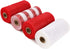 LaRibbons Deco Mesh Ribbon?6 inch x 30 feet Each Roll?Metallic Foil Red and White Rolls for Wreaths, Swags and Christmas Tree Decoration?4 Roll...