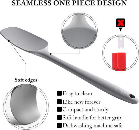 HOTEC Food Grade Silicone Rubber Spatula Set for Kitchen Baking, Cooking, and Mixing High Heat Resistant Non Stick Dishwasher Safe BPA-Free Set of...