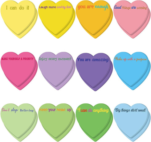 Teling 24 Pieces Inspirational Sticky Notes Graduation Gift Heart employee gifts Cute Sticky Note Pads Gifts for Reminder Work Studying 3x3 inch(V...