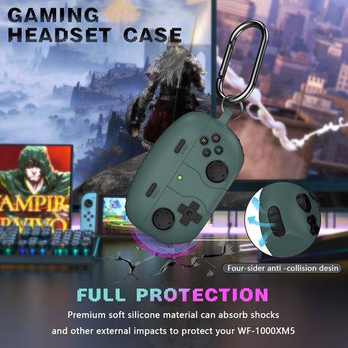 RFUNGUANGO case for Sony WF-1000XM5 with Keychain/Cleaning Tool, Soft Silicone Protective Case, Gaming Console Theme Protective Case (for Sony WF1...