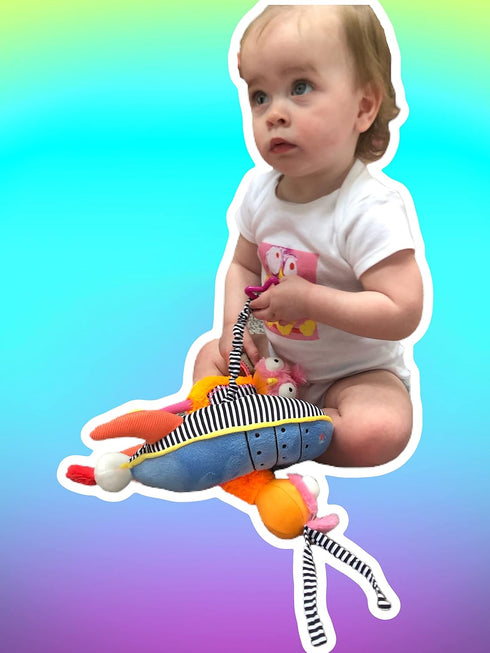 Ollie The Oddball Oddbird Plush Hanging Musical Pull Activity Toy Gender Neutral Fun Funky Cool Baby Toddler Sensory Gift...